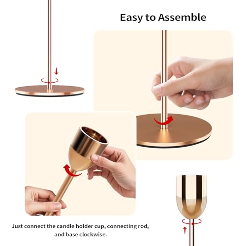 ChefBee Gold Tall Candle Candlestick Holder, 3PCS Taper Pillar Candle Sticks Stand Holders Decor, Centerpiece Dining Table Wedding Festive Fireplace Mantle Vintage Room Decorations, Housewarming Gift - Image 5