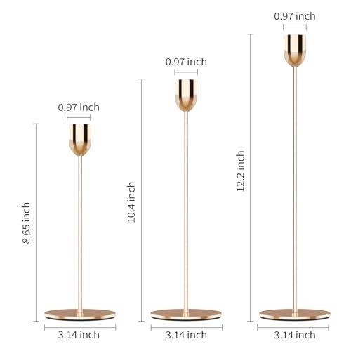 ChefBee Gold Tall Candle Candlestick Holder, 3PCS Taper Pillar Candle Sticks Stand Holders Decor, Centerpiece Dining Table Wedding Festive Fireplace Mantle Vintage Room Decorations, Housewarming Gift - Image 2