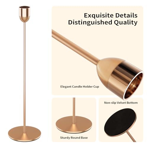 ChefBee Gold Tall Candle Candlestick Holder, 3PCS Taper Pillar Candle Sticks Stand Holders Decor, Centerpiece Dining Table Wedding Festive Fireplace Mantle Vintage Room Decorations, Housewarming Gift - Image 3