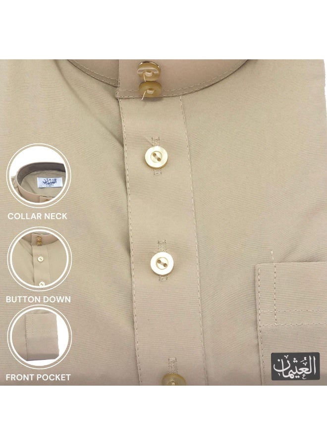 Al othaiman Traditional Arabic Thobe for Boys – Kids' Saudi Kandura / Jubba / Long Sleeve Thobe  - Image 3