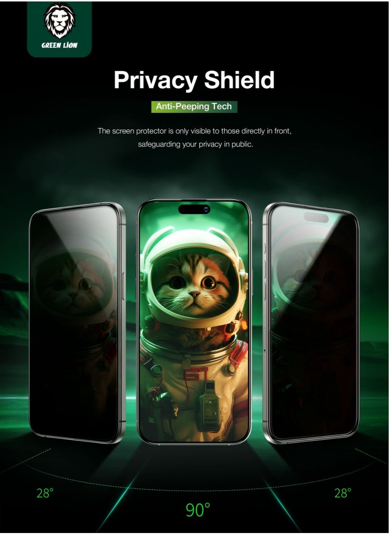 GREEN LION iPhone 16 Pro Max Screen Protector Picasso 3D Privacy Glass with Alignment Tray / Anti-Scratch / Anti-Peeping / Anti Fingerprint / Bubble Free / Crystal Clear / Highly Responsive - Black Edge/Privacy  - Image 4