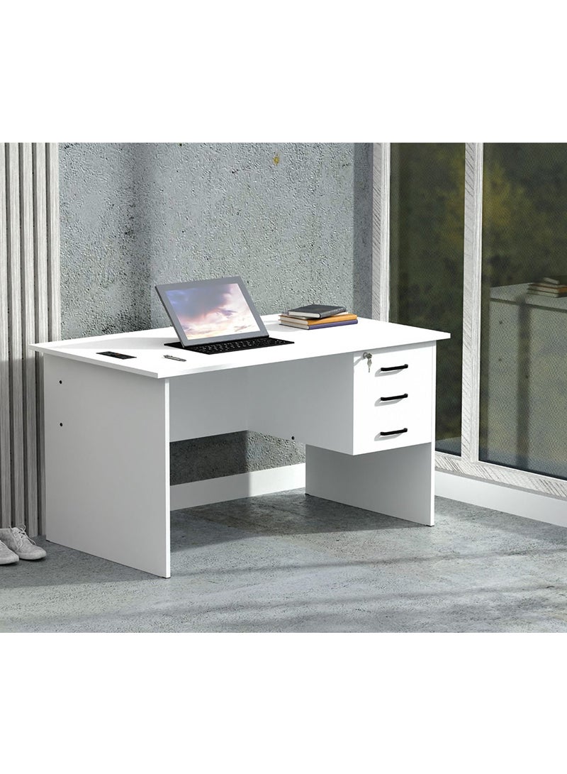 Mahmayi Mahmayi MP1 140x80 Writing Table with Hanging Pedestal - White with Black BS01 Desktop Socket with USB AC Port for Office, Home, and Meeting Room 17 cm - Image 4
