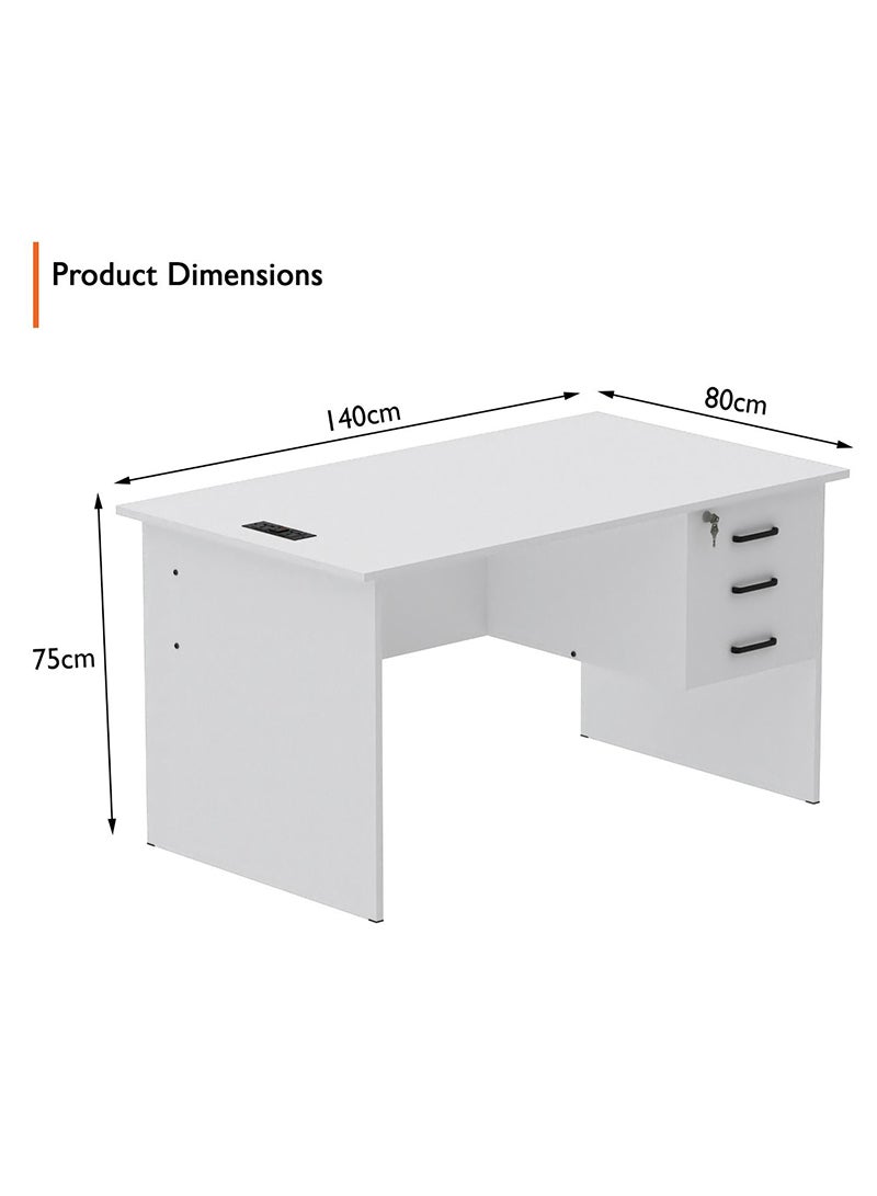 Mahmayi Mahmayi MP1 140x80 Writing Table with Hanging Pedestal - White with Black BS01 Desktop Socket with USB AC Port for Office, Home, and Meeting Room 17 cm - Image 3