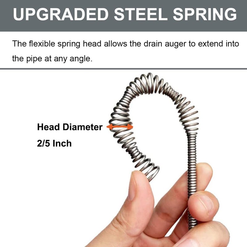 BACEYIOU Drain Auger, Clog Remover with Drill Adapter, 25 Feet Flexible Plumbing Snake Use Manually or Powered for Kitchen,Bathrom and Shower Sink, Comes with Gloves(Gray) - Image 5