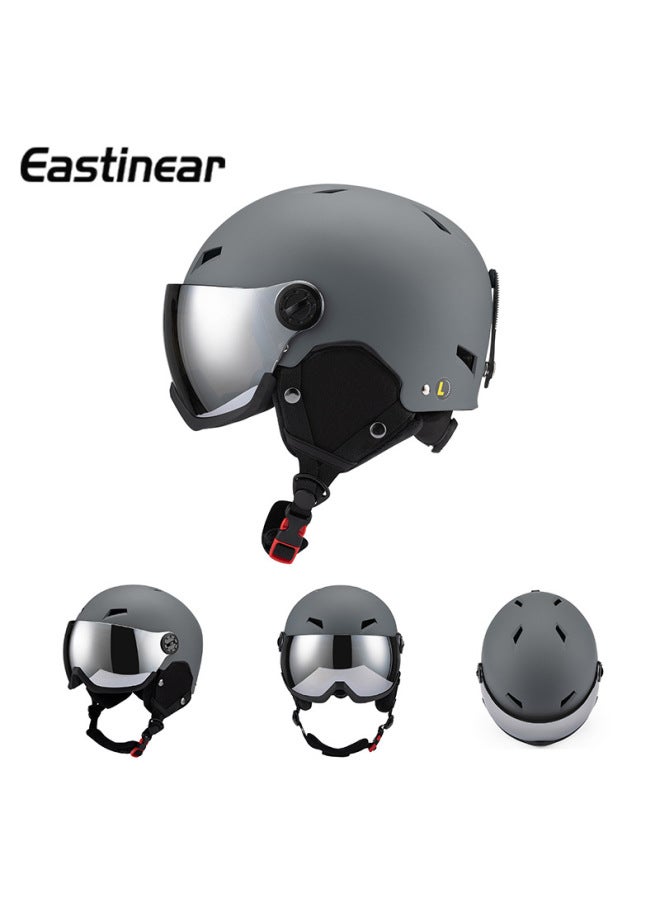Dark Gray Model Adult Warm-weather Ski Helmet With Goggles, Outdoor Sports Protective Ski Helmet Gear