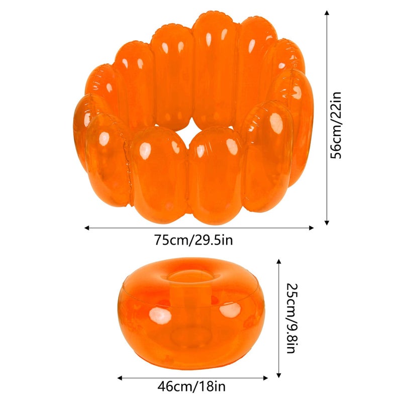Baerkian Jelly Inflatable Chair, The Jelly Collection, Portable Blow Up Couch, Inflatable Sofa Seat Furniture for Home Yard Patio Camping (Orange) - Image 4