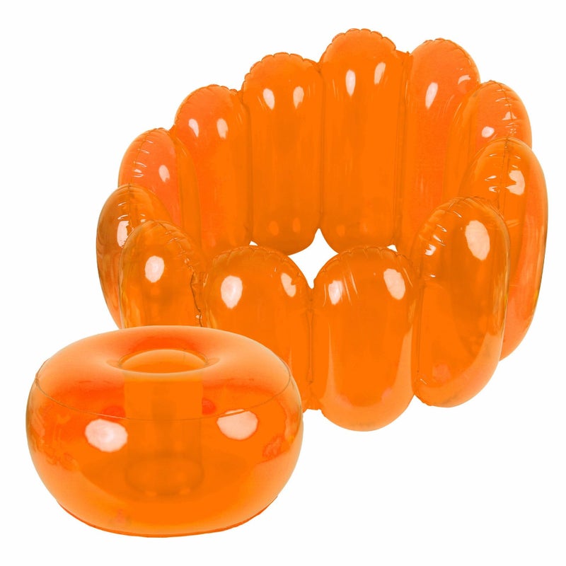 Baerkian Jelly Inflatable Chair, The Jelly Collection, Portable Blow Up Couch, Inflatable Sofa Seat Furniture for Home Yard Patio Camping (Orange) - Image 3