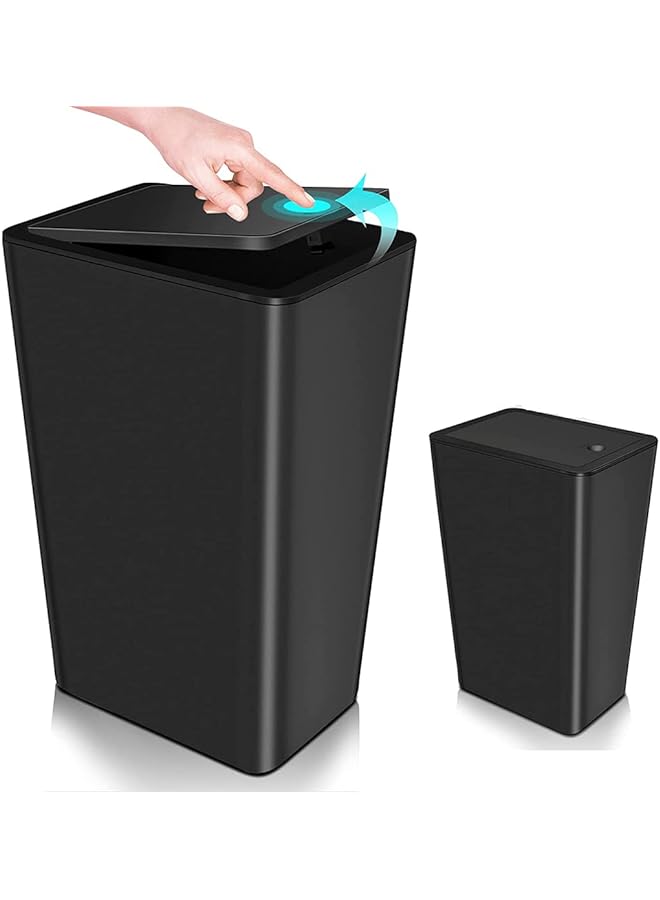 ANTOLE Bathroom Trash Can with Lid,12L Kitchen Compost Bin,Slim Garbage Bin Plastic Wastebasket with Pop-Up Lid for Bedroom,Office,Craft Room,Camping,Fits Under Desk/Cabinets/Sink (12L, Black) - Image 1