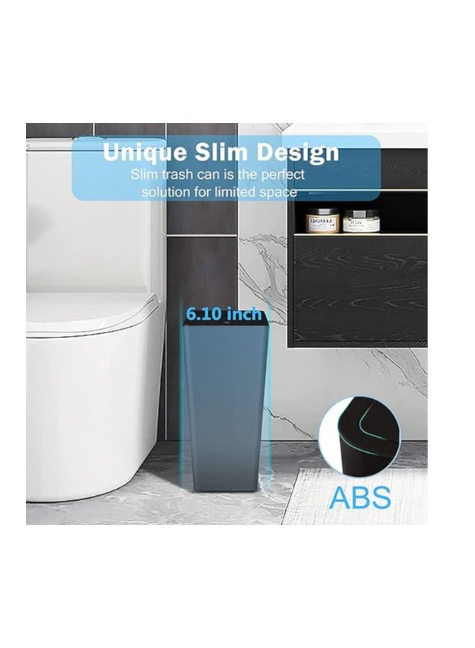 ANTOLE Bathroom Trash Can with Lid,12L Kitchen Compost Bin,Slim Garbage Bin Plastic Wastebasket with Pop-Up Lid for Bedroom,Office,Craft Room,Camping,Fits Under Desk/Cabinets/Sink (12L, Black) - Image 3
