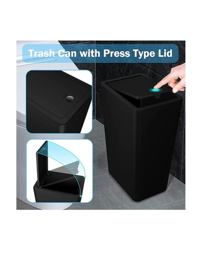 ANTOLE Bathroom Trash Can with Lid,12L Kitchen Compost Bin,Slim Garbage Bin Plastic Wastebasket with Pop-Up Lid for Bedroom,Office,Craft Room,Camping,Fits Under Desk/Cabinets/Sink (12L, Black) - Image 4