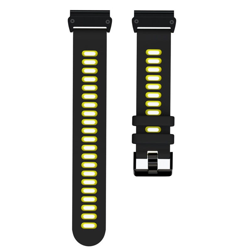 erorex For Garmin Quickfit 22Mm Two-Layer Silicone Watch Band(Black Yellow) - Image 2