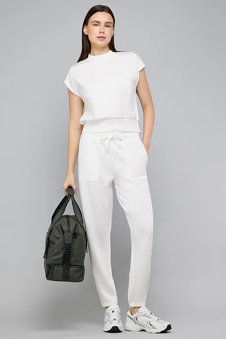 R&B Solid Top with Mock Neck and Short Sleeves