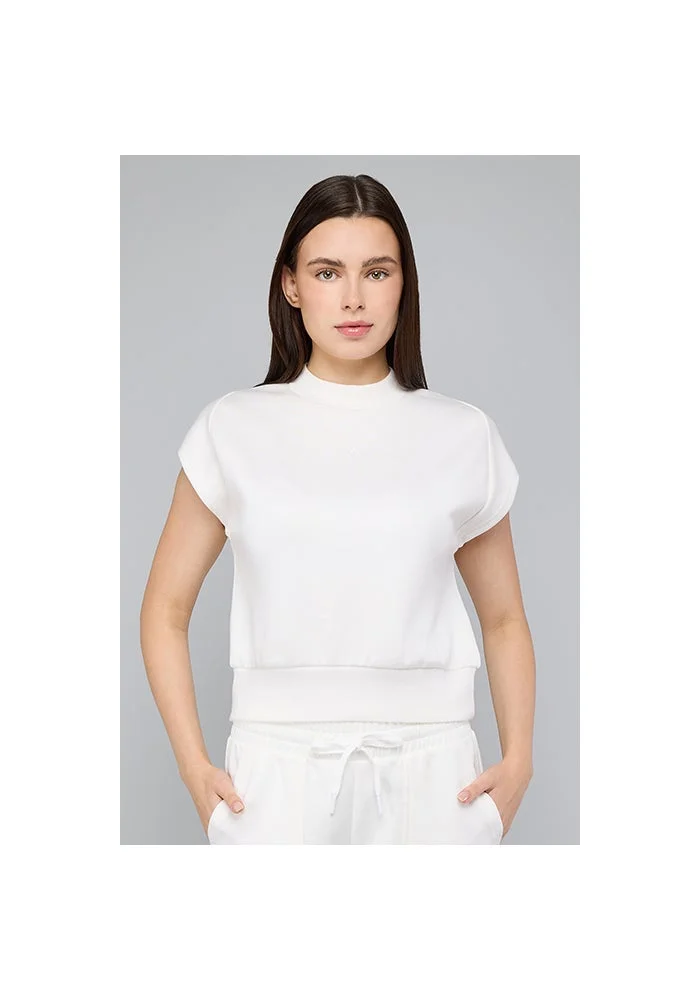 R&b Solid Top with Mock Neck and Short Sleeves