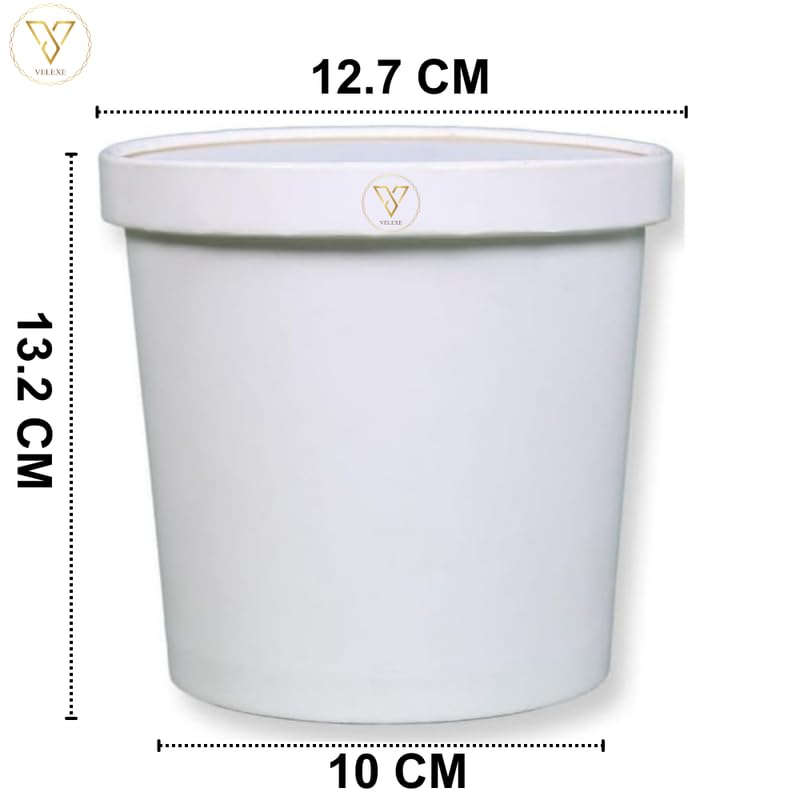 VELEXE White Kraft Paper Food Container Pack of 100 1250ml 127x132x10 CM EcoFriendly Takeaway Containers Biodegradable Disposable Food Containers for Party Catering Takeout Delivery - Image 2