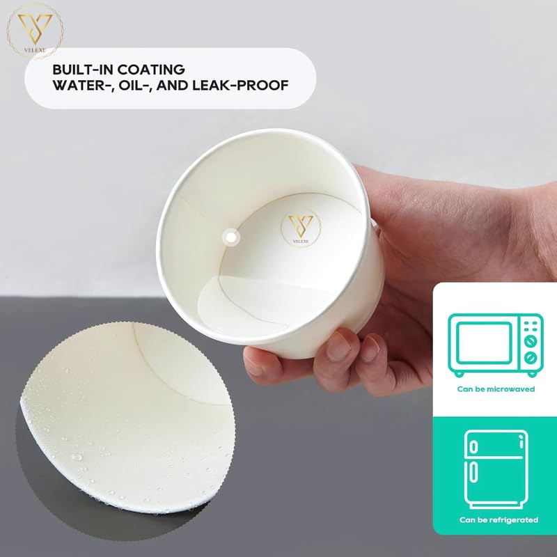VELEXE White Kraft Paper Food Container Pack of 100 1250ml 127x132x10 CM EcoFriendly Takeaway Containers Biodegradable Disposable Food Containers for Party Catering Takeout Delivery - Image 3