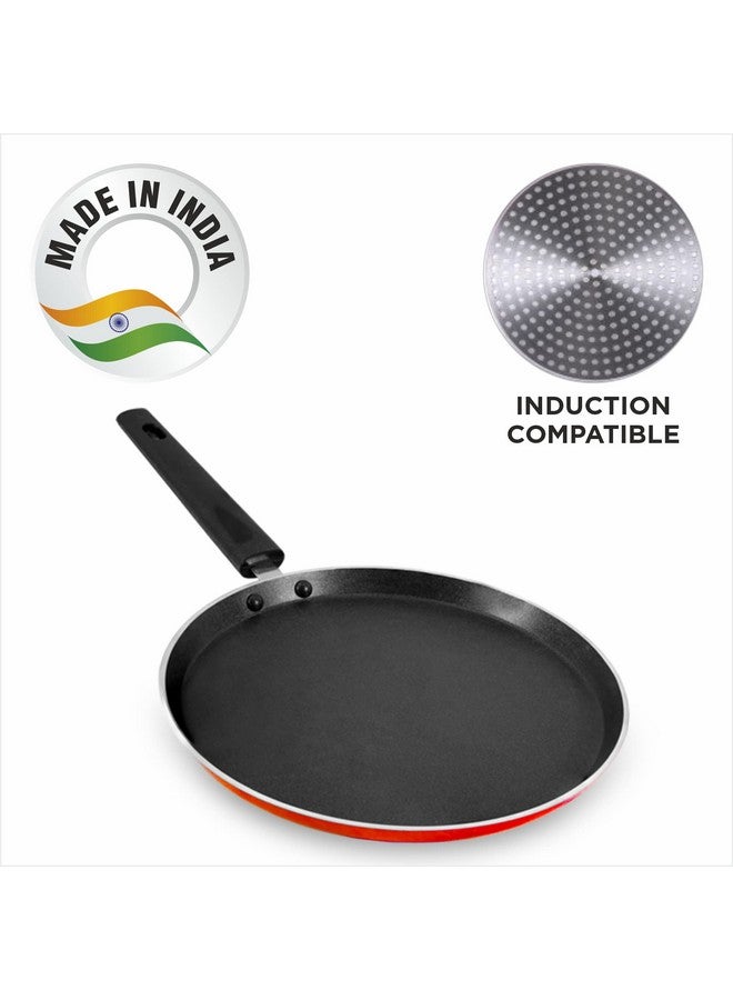 باترفلاي مقلاة باترفلاي رابيد غير لاصقة أومني تاوا | قاعدة حثية | ألومنيوم | ٢٨٠ مم | خالية من حمض بيرفلورو الأوكتانويك | مقاومة للخدش | لتحضير الدوسا والروتي | أحمر - Image 2