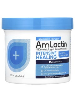 AmLactin AmLactin, Intensive Healing, Exfoliating & Hydrating Cream, For Flaky, Ashy, Dry Skin , 12 oz (340 g)  - Image 1