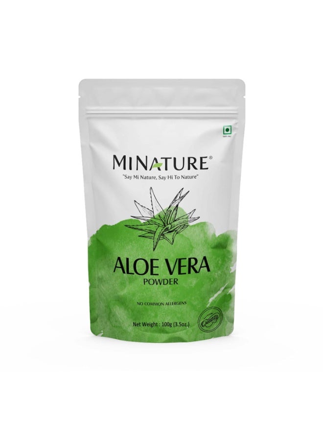 ميناتور مسحوق الصبار (الألوفيرا) النقي 100% (Aloe Barbadensis) - 100 غرام (3.5 أونصة) | مسحوق أوراق الصبار الخالص | للاستخدام المنزلي للعناية بالبشرة والصحة والشعر - Image 1
