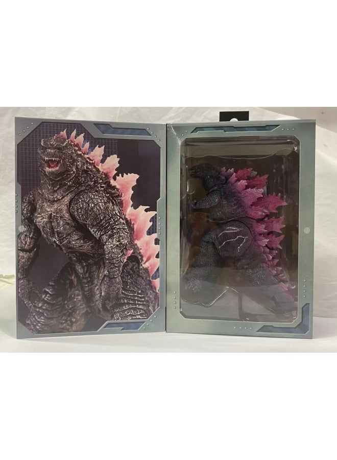 Godzilla Hand-made Movable Model King Of Monsters Godzilla War King Kong Movie Version Red Lotus Movable Toy-Color:Godzilla Pink  - Image 1