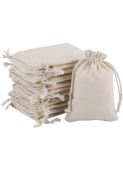 Generic 12Pcs Burlap Bags, Hessian Bags 12x17cm(4.72 x 6.7inch) Reusable Fabric Bags Small Canvas Drawstring Bags Cotton Muslin Bags Vintage Mesh Jewellery Favour Bags for Wedding Party Valentine's  - Image 1