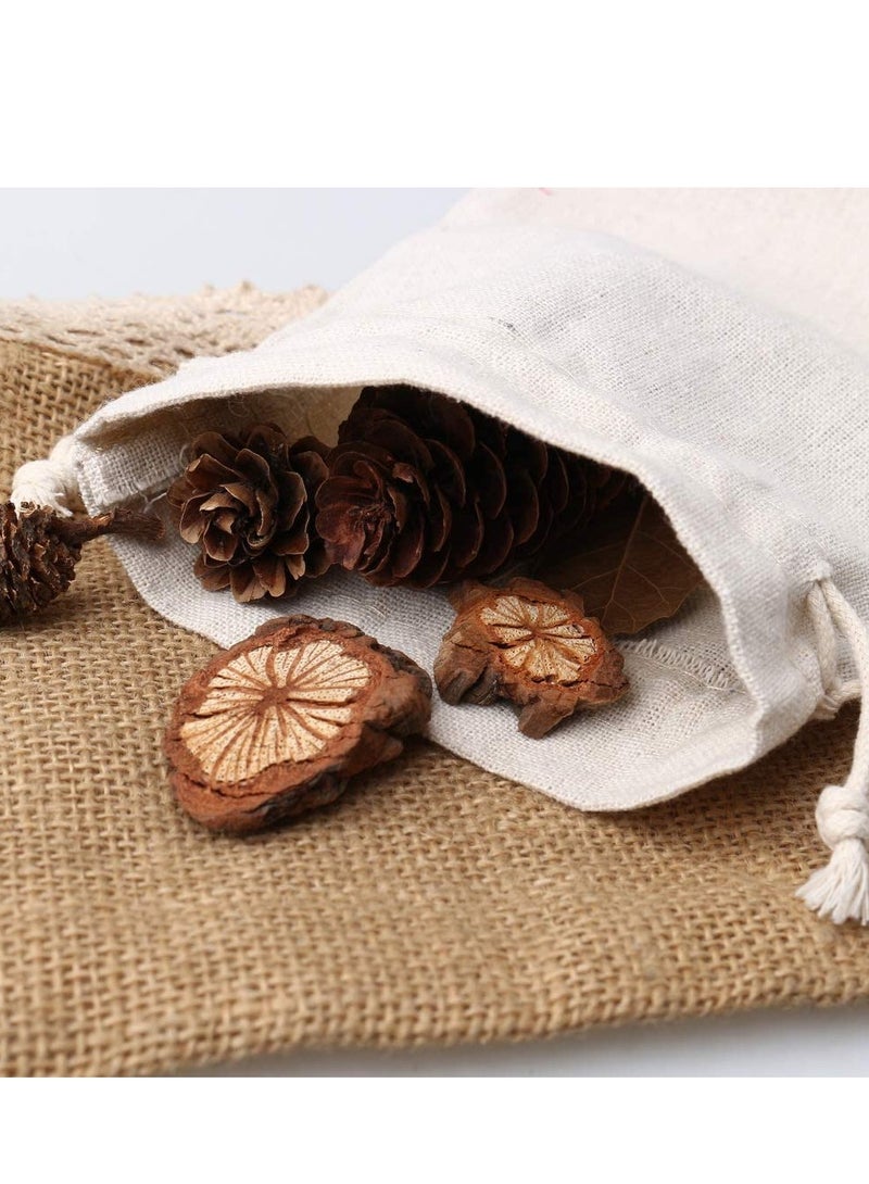 12Pcs Burlap Bags, Hessian Bags 12x17cm(4.72 x 6.7inch) Reusable Fabric Bags Small Canvas Drawstring Bags Cotton Muslin Bags Vintage Mesh Jewellery Favour Bags for Wedding Party Valentine's - Image 4