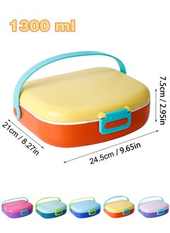Super ZYouth Kids Bento Lunch Box, Lunch Containers for School with 4 Compartments, Utensils, Sauce Container and Handle, 1300ml  - Image 2