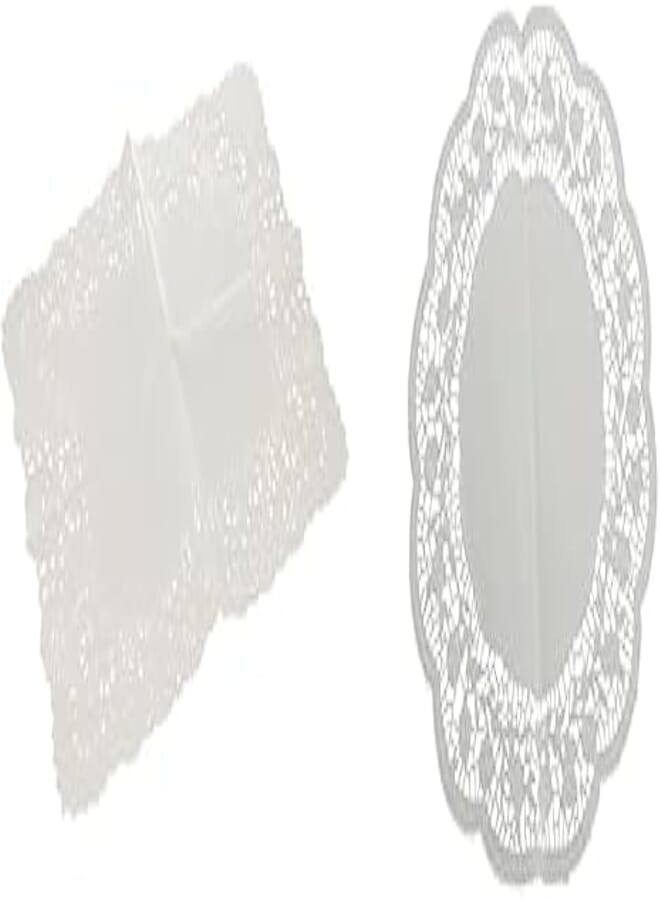 PEDRINI Rectangular paper doilies, 30x40cm, 5 pcs + Pedrini round paper doilies, 26 cm 5 pcs - white
