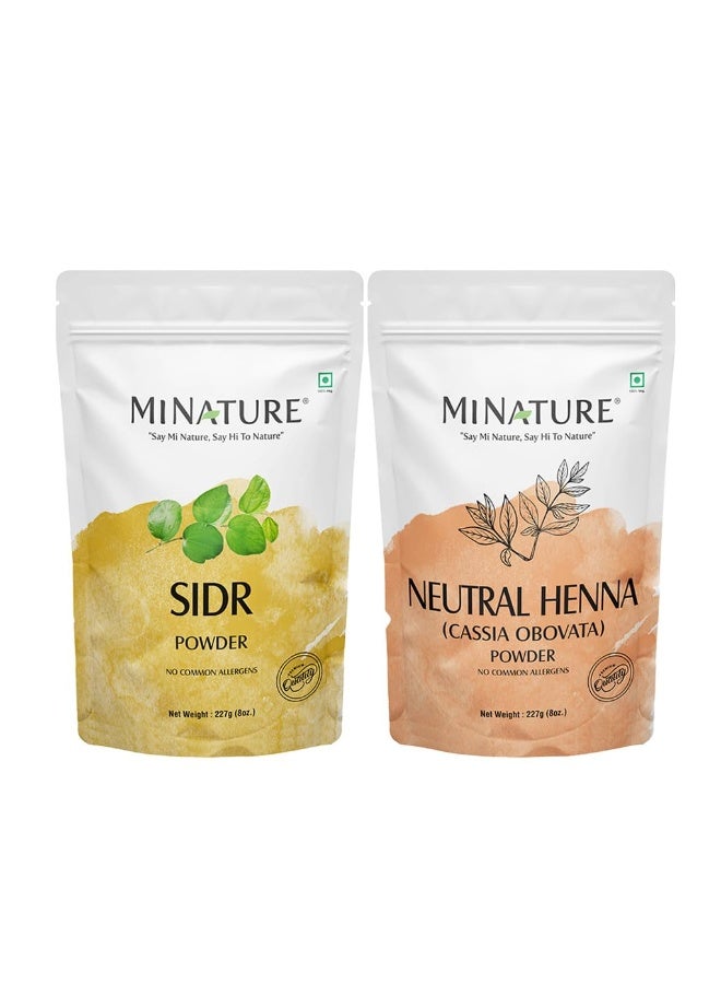 mi nature Combo of Sidr and Neutral Henna Powder | Hair Pack for Hair Growth, Cleanser, Conditioning, Colorless & All types of Hair| Pure and Natural Ingredients | 227 grams Each (227g * 2) - Image 4