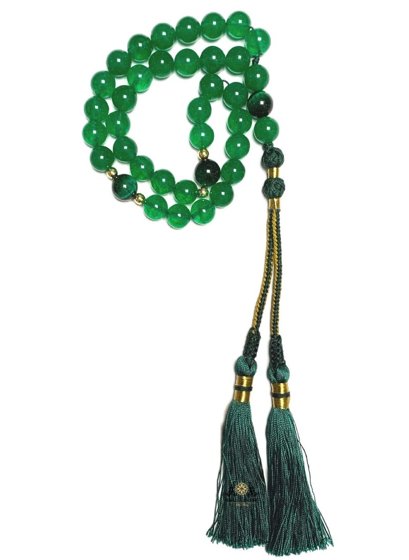 Miracle Empire - 33 Prayer Beads Jade Green Tiger Eye Create Attraction Of Abundance Possitivity Waves Healing Stability Relieving Anxiety Lightening Emotions Developed From Fear - Image 1
