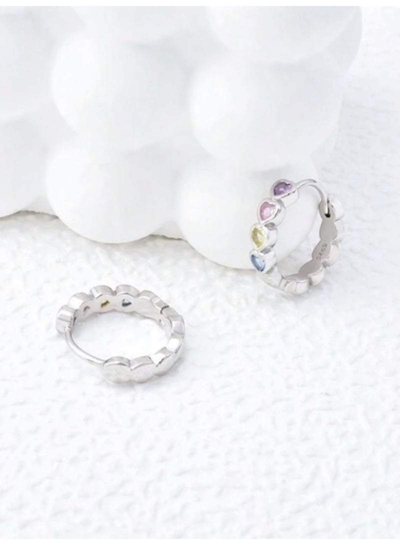 Elegance Elegant 925 Silver Earrings For Women Inlaid With Colored Stones - Image 5