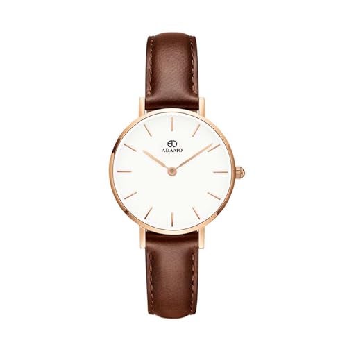 ADAMO Aritocrat White Round Dial Leather Strap Premium Women's & Girl's Analog Watch 336KEL01 - Image 1