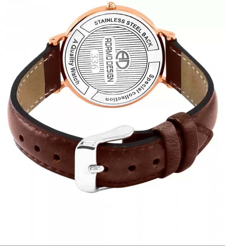 ADAMO Aritocrat White Round Dial Leather Strap Premium Women's & Girl's Analog Watch 336KEL01 - Image 5