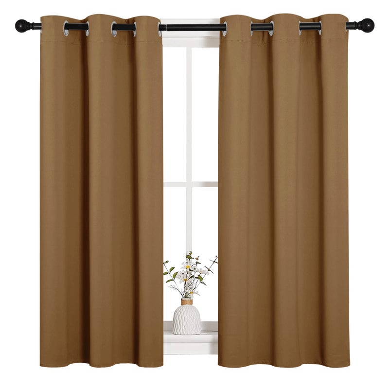 NICETOWN Sleek Blackout Curtains 45 inches Length for Small Windows, Noise Reducing and Block Draft Panels for Door Doorway Laundry Office Luxury Decor Theme (2 Panels, Gold Brown, W34 x L45 -Inch) - Image 2