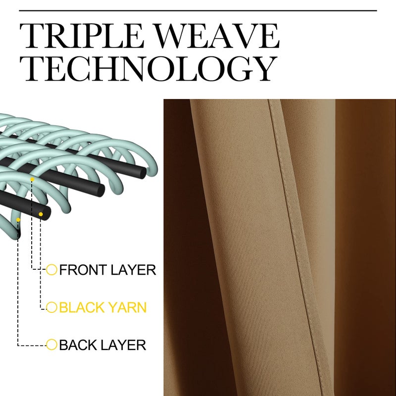 NICETOWN Sleek Blackout Curtains 45 inches Length for Small Windows, Noise Reducing and Block Draft Panels for Door Doorway Laundry Office Luxury Decor Theme (2 Panels, Gold Brown, W34 x L45 -Inch) - Image 4