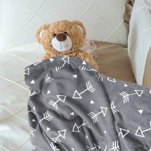 BORITAR Baby Blanket Super Soft Minky with Double Layer Dotted Backing, Little Grey Arrows Printed 30 x 40 Inch, Receiving Blankets - Image 5
