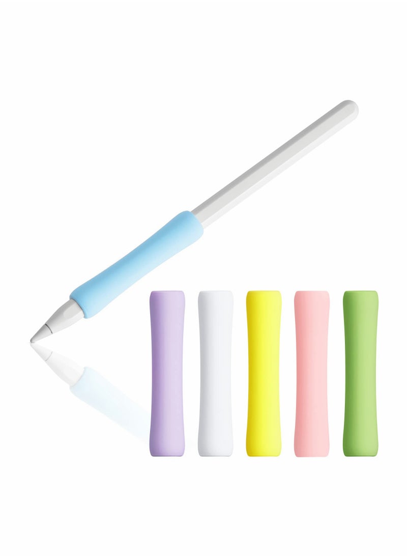 STAUD - 6 Pieces Pencil Grips, Silicone Holder Sleeve, Pencil Case Compatible with Apple Pencil 1st and 2nd Generation, 6 Colors(white+pink+yellow+green+purple+blue) - Image 1