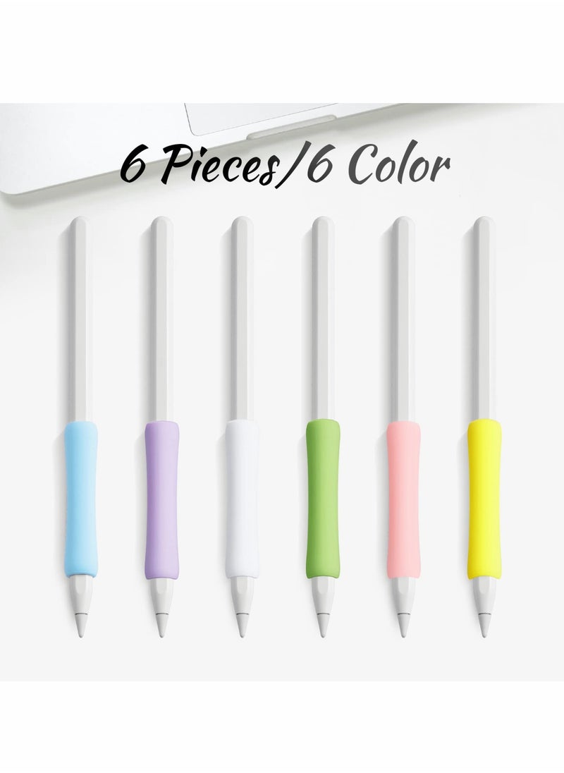 STAUD - 6 Pieces Pencil Grips, Silicone Holder Sleeve, Pencil Case Compatible with Apple Pencil 1st and 2nd Generation, 6 Colors(white+pink+yellow+green+purple+blue) - Image 1