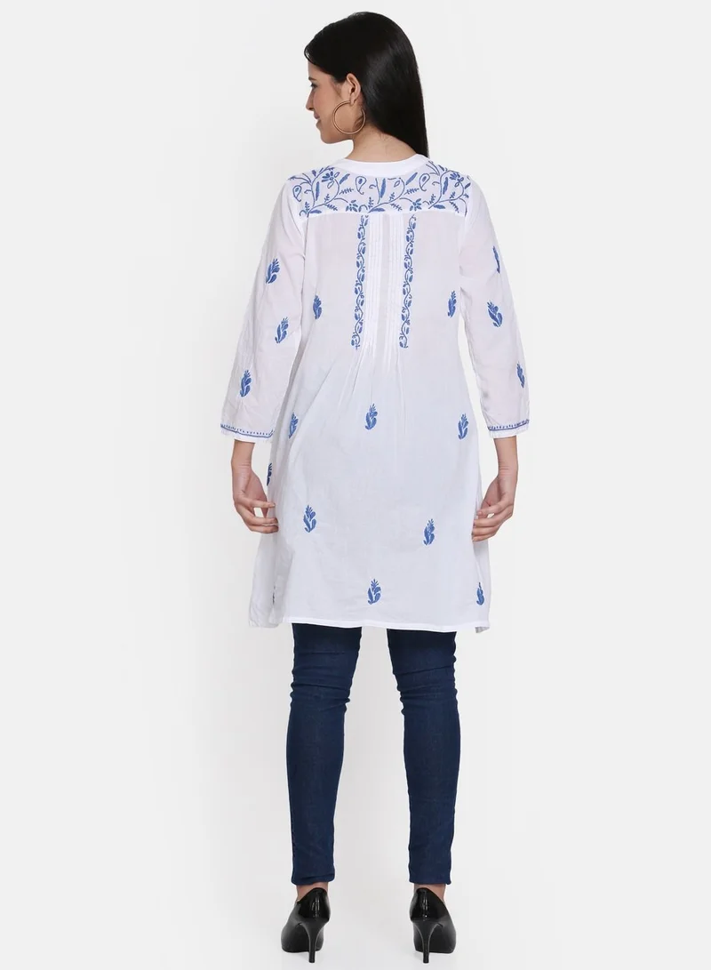 Alaya Hand Embroidered Chikankari Cotton A-Line Tunic-AL1958L