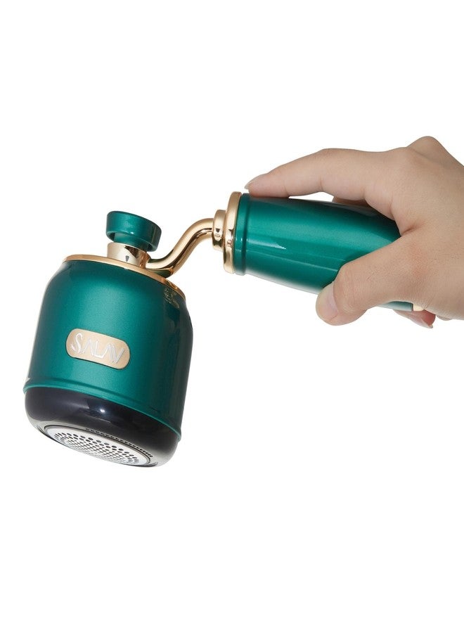 SALAV® Retro Edition Rechargeable Fabric Shaver and Lint Roller with 6-Blade System Removes Fuzz and Piling on Fabrics, with Charging Cable and Mini Brush (Emerald) - Image 3