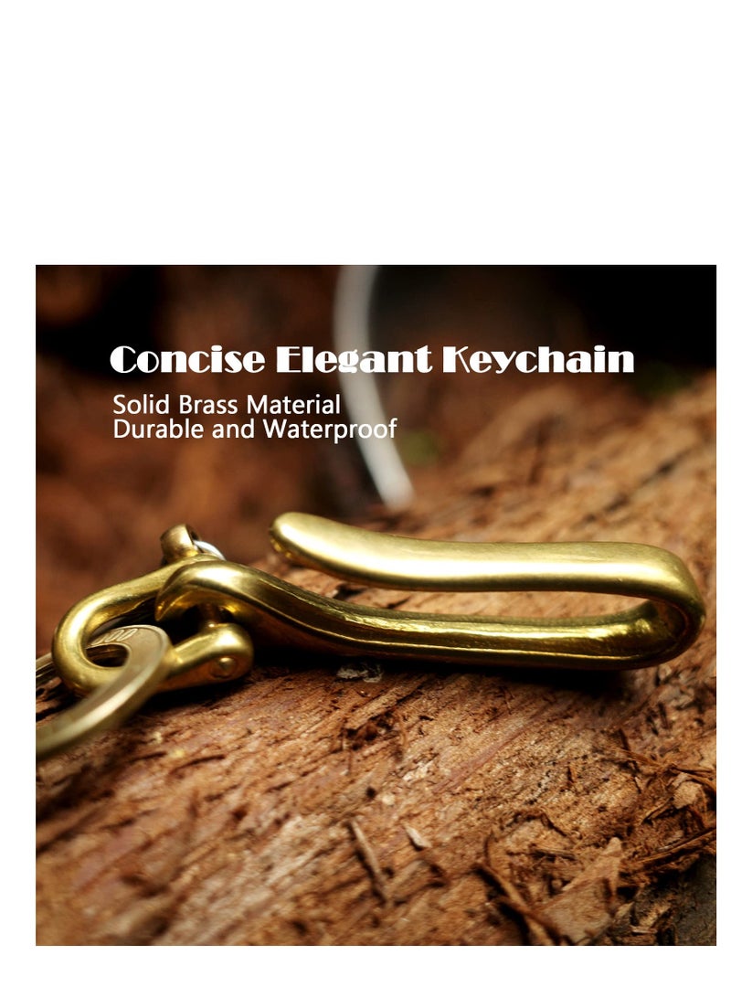 Belt Clip for Keys,Key Holder for Purse,Brass Keyring for Key Fob,Fish Hook Keychain,Purse Key Hook for Women Men,Gold