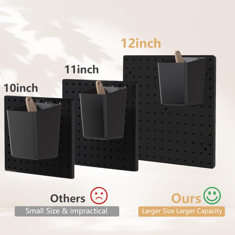 FZK Peg Board,25pcs PegBoard Wall Organizer,Includes 4 Black Pegboard and Accessories,Plastic PegBoard for Room,Office, Game Room,Kitchen and Bathroom - Image 4