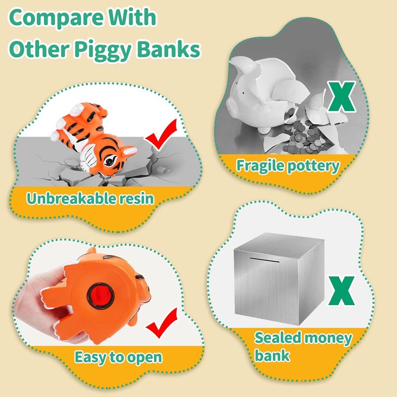 HW Tiger Money Bank Unbreakable Piggy Bank Can Store 1000 Coins 2022 Chinese New Year Tiger Money Box Coin Bank - Image 4