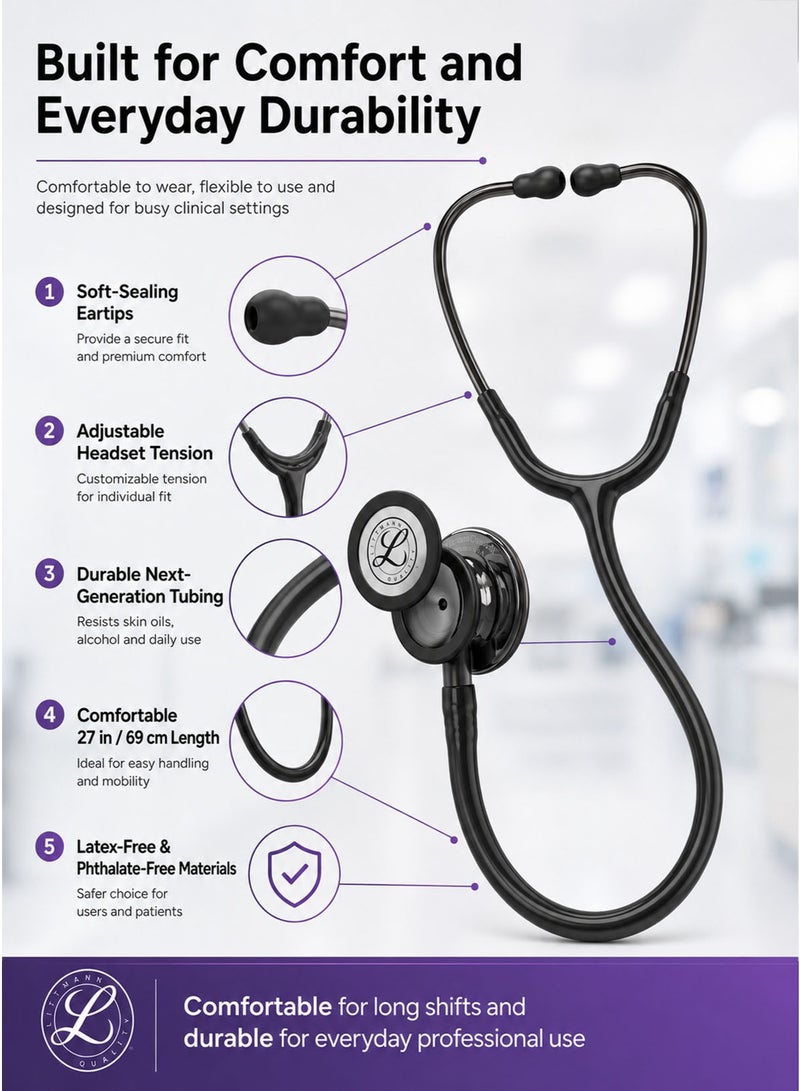 3M Littmann Classic III Monitoring Stethoscope Model 5809, Premium Copper-Finish Stainless Steel Dual-Sided Chestpiece, Chocolate Tubing, Adult and Pediatric Tunable Diaphragms, Soft-Sealing Eartips, Non-Chill Bell Sleeve, 27 Inch / 69 cm - Image 5