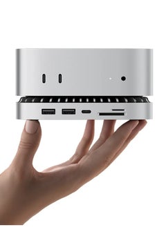 Raycue Mac Mini M4 Dock, Aluminum Mac Mini Stand and HDMI Hub for Mac Mini M4 and M4 Pro 2024 with M.2 NVMe/SATA SSD Enclosure, 4K60Hz HDMI,10G USB A/C, 5G USB A*2, USB-C Charge, SD/TF, Audio  - Image 1