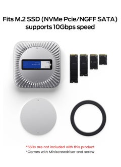 Raycue Mac Mini M4 Dock, Aluminum Mac Mini Stand and HDMI Hub for Mac Mini M4 and M4 Pro 2024 with M.2 NVMe/SATA SSD Enclosure, 4K60Hz HDMI,10G USB A/C, 5G USB A*2, USB-C Charge, SD/TF, Audio  - Image 3