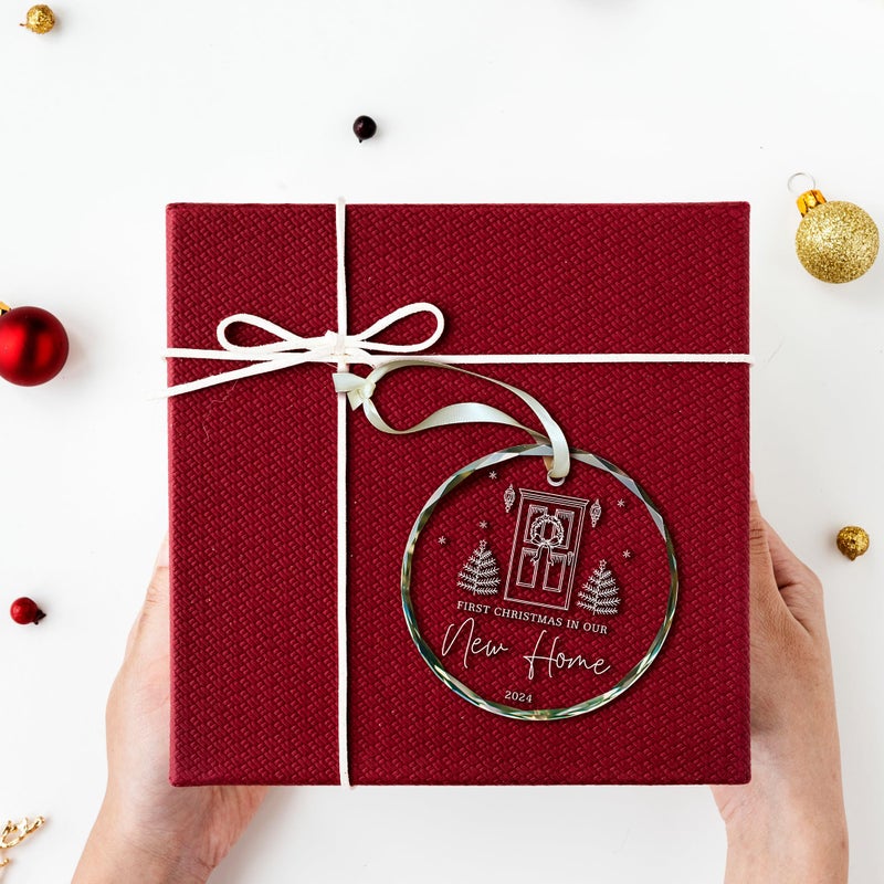 TEEBIM New Home Ornament 2024 - New Home Christmas Ornament 2024 Our Home Ornament 2024 - House Warming Gifts New Home House - First Home Ornament 2024 - Glass Home Christmas Ornament 2024 - Image 5