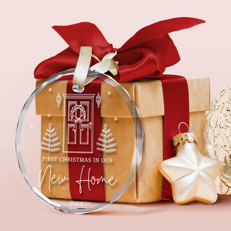 TEEBIM New Home Ornament 2024 - New Home Christmas Ornament 2024 Our Home Ornament 2024 - House Warming Gifts New Home House - First Home Ornament 2024 - Glass Home Christmas Ornament 2024 - Image 3