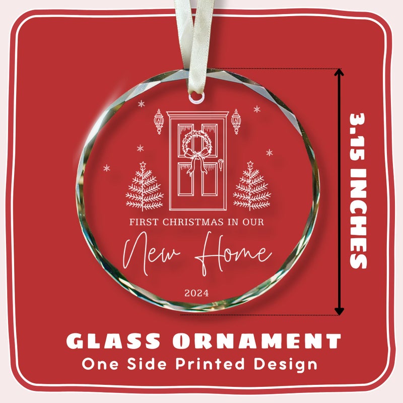TEEBIM New Home Ornament 2024 - New Home Christmas Ornament 2024 Our Home Ornament 2024 - House Warming Gifts New Home House - First Home Ornament 2024 - Glass Home Christmas Ornament 2024 - Image 2