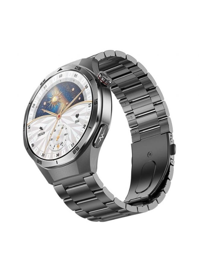 ET456 Smart Watch, 1.56 Inch Amoled Screen Health Care Tracker Smart Wrist Watch, IP68 Waterproof Full Touch Screen Smart Fitness Watch For Men And Women, (1pc, Black, Steel Bamboo Strap)