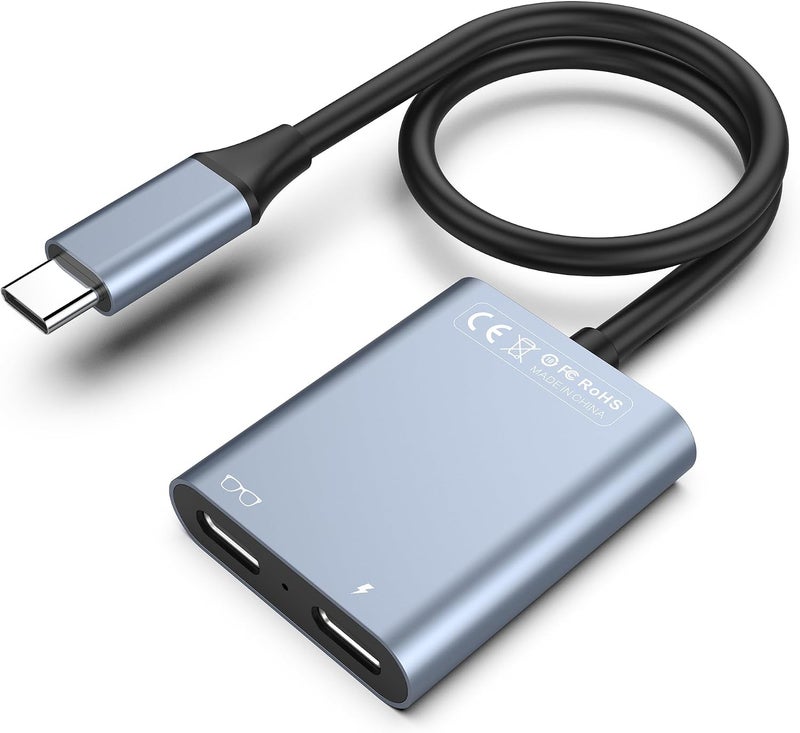 USB C to AR Glasses Adapter - Charging & Play Hub Converter for Smart Glasses, Powers Switch, Steam Deck, ROG Ally, iPhone 15, RayNeo, Rokid, Xreal & More - Image 1